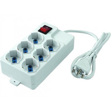 Power Strip 6 Sockets with Schuko Switch + Bypass Plug 16A