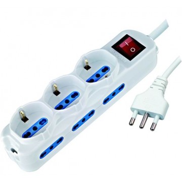 Power Strip 9 Sockets with Schuko Switch + Bypass Plug 16A