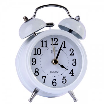 Old Time White Alarm Clock Ladydoc 07148