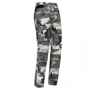 Pantalon Issa Camouflage Gris M Coton