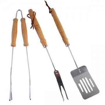 Couverts pour barbecue pc. 3 Manche Bois Lapillus 00646