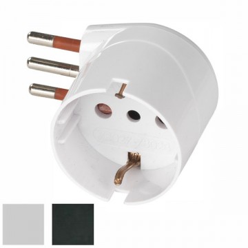 Adaptateur Schuko 10A 2P+T Blanc 90° Rosi