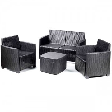 Rattan sitting area Etna Set Anthracite Progarden