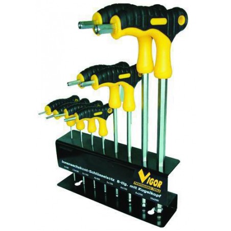 Vigor Crv Hexagonal T-Handle Screwdrivers Set 8 Pieces