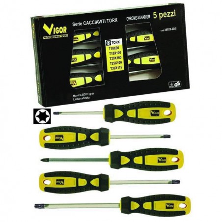 Serie Cacciaviti Vigor Torx da 5 Pezzi