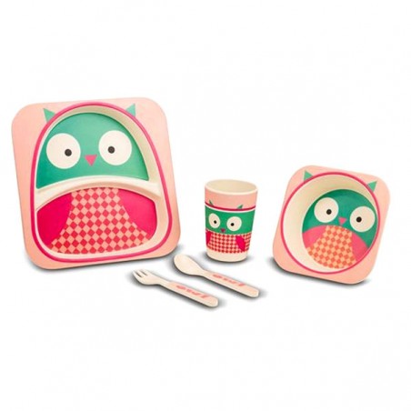 Ensemble de service bébé hibou en bambou 5 pcs Nava