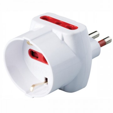 Triple Safety Adapter 10A+E Sk White Rosi