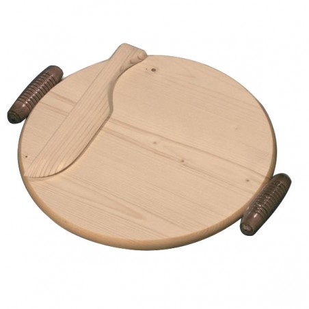 Round Wood Cutting Board with 35 cm Checco Knife