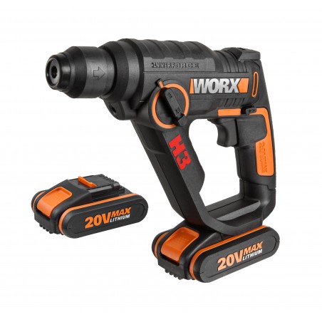 Perceuse, visseuse, marteau pneumatique 2 batteries 20V/2Ah Worx WX390.1