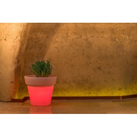 Vaso luminoso moderno di design Ø110 H95 in polimero resistente con LED rosso per interno ed esterno - Made in Italy - Monacis