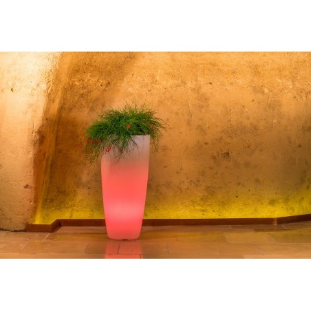 Light Vase in Polymer Monacis Stilo Round Bright - Ø 33 cm. - h 70cm. Red light