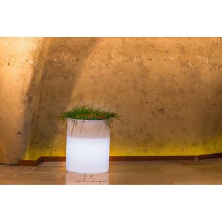 Vaso luminoso moderno di design Ø40 H50 in polimero resistente con LED multicolor per interno ed esterno - Made in Italy - Monacis