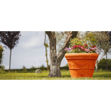 Vaso decorativo classico tradizionale Ø60 H50 in polimero resistente terracotta per piante per giardini e terrazze - Made in Italy - Monacis