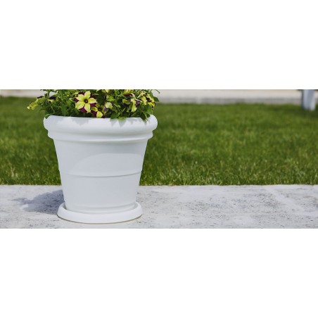 Vaso decorativo classico tradizionale Ø55 H49 in polimero resistente bianco per piante per giardini e terrazze - Made in Italy - Monacis