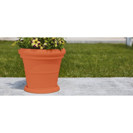 Vaso grande XXL decorativo classico tradizionale Ø90 H72 in polimero resistente terracotta per alberi e grandi piante per giardini e terrazze - Made in Italy - Monacis