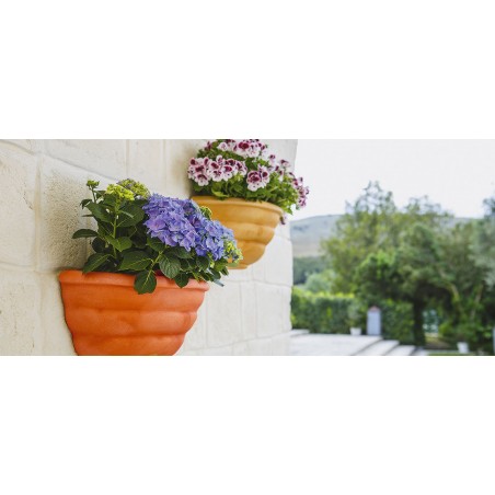 Vaso da parete decorativo classico tradizionale 50x27 H25 in polimero resistente terracotta per piante per giardini e terrazze - Made in Italy - Monacis