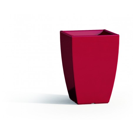 Vaso moderno di design 33x33 H50 in polimero rosso resistente per interno ed esterno - Made in Italy - Monacis