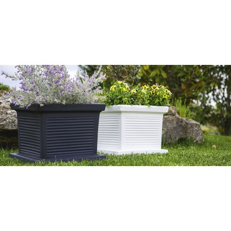 Vaso quadrato decorativo classico tradizionale 40x40 H33 in polimero resistente antracite per piante per giardini e terrazze - Made in Italy - Monacis