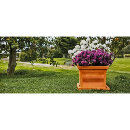 Vaso in Polimero Monacis Quadro Millerighe Terracotta cm 40 (40X40X33h)