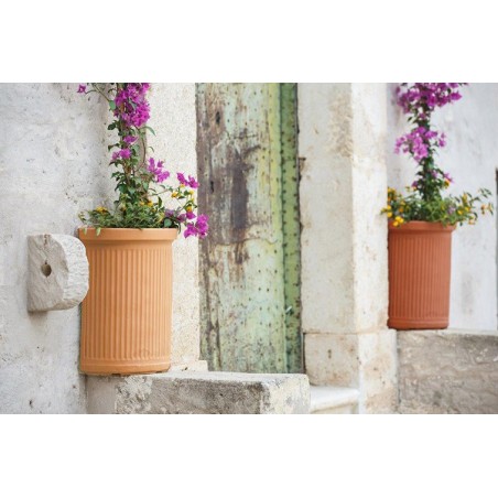Vaso semicircolare decorativo classico tradizionale 41x24 H50 in polimero resistente impruneta per piante per giardini e terrazze - Made in Italy - Monacis