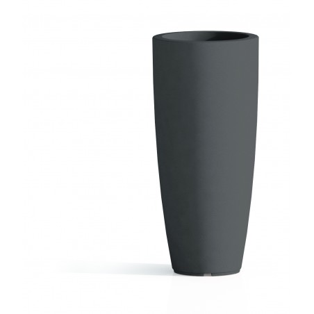 Vaso alto moderno di design Ø33 H70 in polimero grigio resistente per interno ed esterno - Made in Italy - Monacis