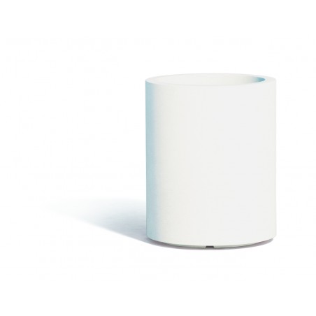 Vaso moderno di design cilindrico Ø40 H50 in polimero bianco resistente per interno ed esterno - Made in Italy - Monacis