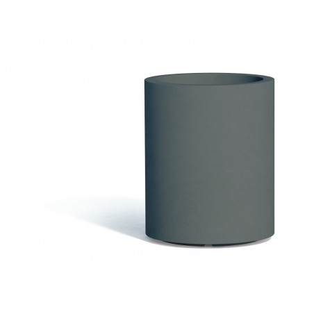 Vaso moderno di design cilindrico Ø40 H50 in polimero grigio resistente per interno ed esterno - Made in Italy - Monacis