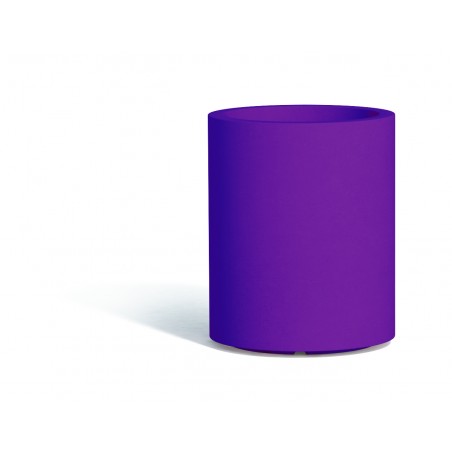 Vaso moderno di design cilindrico Ø40 H50 in polimero viola resistente per interno ed esterno - Made in Italy - Monacis
