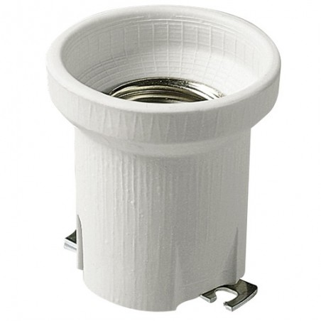 02187 Lampholder E40 Porcelain Straight Fixing White