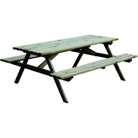 Table avec bancs en bois