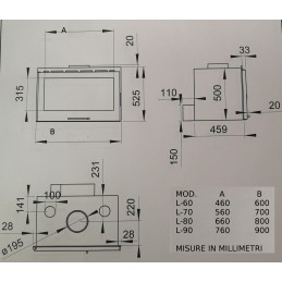 Inserto Camino a Legna F.lli Lerda L-70 Ventilato Kw 14