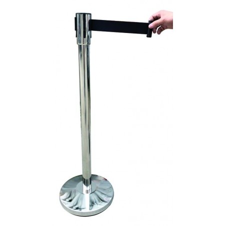 Vigor Pole Ruban Barrière Inox H.91X5 cm Noir 3 m