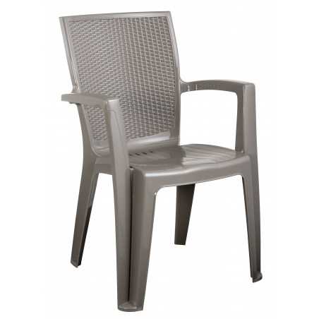 Set of 6 Monobloc Resin Chairs Java Taupe