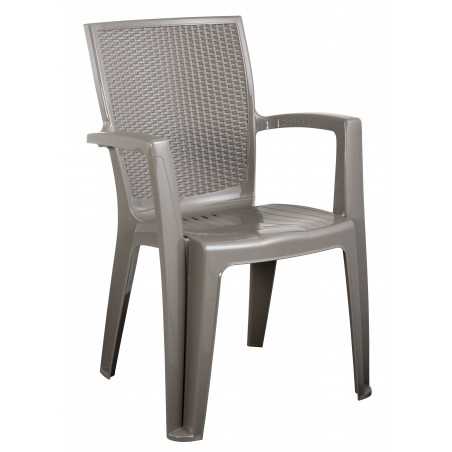 Lot de 6 Chaises Résine Monobloc Java Taupe