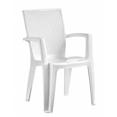 Set of 6 Monobloc Resin Chairs Java White