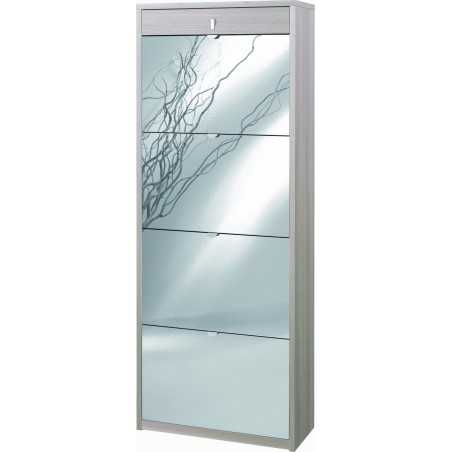 Shoe Cabinet 4 Mirrored Doors 1 Drawer P29 Sarmog