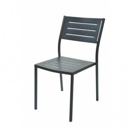Set of 2 Dorio Chairs in Anthracite Stackable Steel