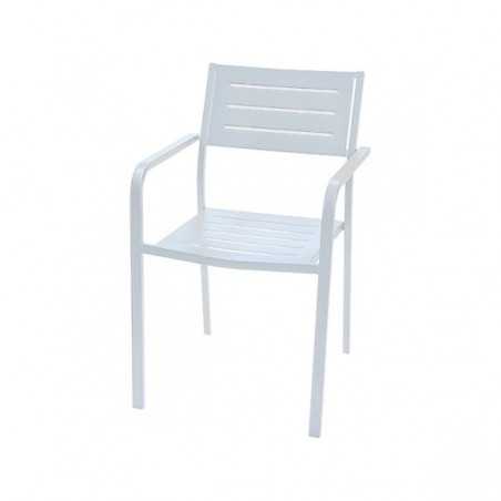 Lot de 2 Chaises Dorio avec Accoudoirs en Acier Blanc Empilable