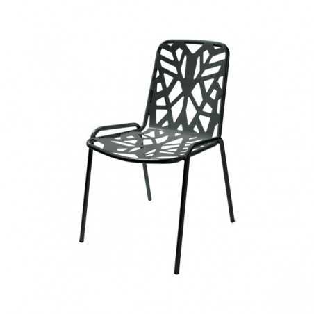 Set of 2 Fancy Chairs in Anthracite Stackable Steel