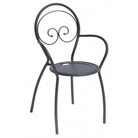 Set of 2 Fiona 2 Chairs with Armrests in Anthracite Stackable Steel