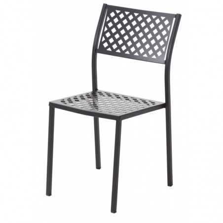 Set of 2 Lola Chairs in Anthracite Stackable Steel