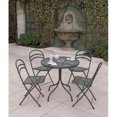 Bistrot Table Kit Ø80 h75 Mesh + 4 Anthracite Flipper folding chairs
