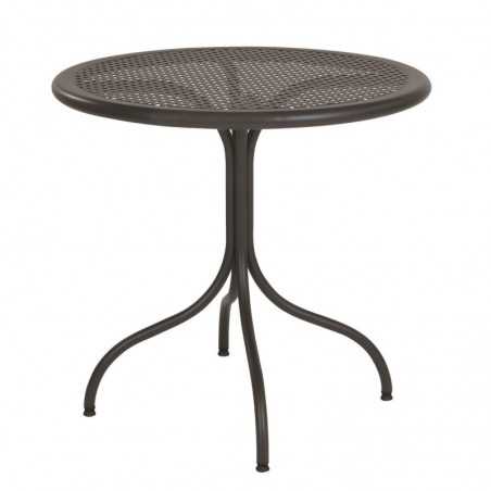Table amovible fixe de bistrot en acier et plaque perforée Ø80 h75 cm
