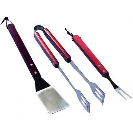 Set P/Barbecues Sandrigarden 3 Pieces Wooden Handle Stainless Steel