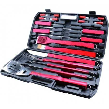 Set P/Barbecues Sandrigarden 18Pz M.Legno Ac.Inox Valigetta