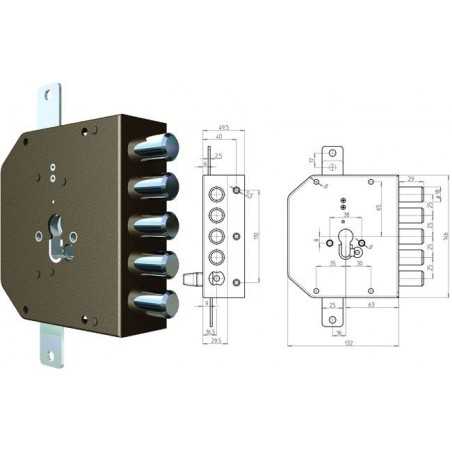 Serrature Cr da applicare 2200G-51Mc S/Scrocco Sx Mm. 60