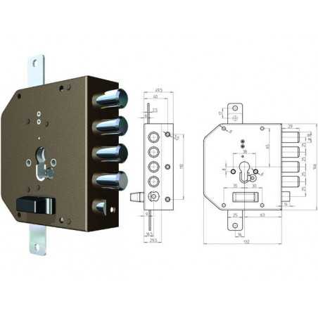 Serrature Cr da applicare 2250G-51Mc con Scrocco Sx Mm. 60