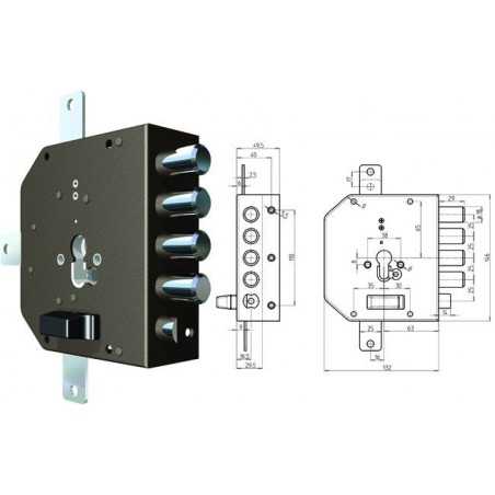 Serrature Cr da applicare 2350G-51Mc con Scrocco Sx Mm. 60