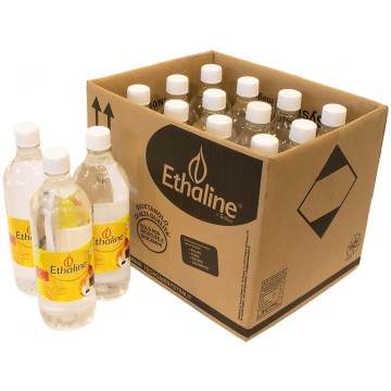 Bioetanolo liquido Ethaline Confezione 12 Flaconi da 1 L – purezza - 96 %, accensione rapida, zero fumo – Tecno Air System
