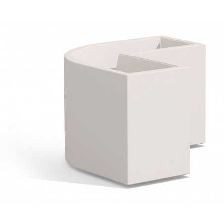 Vaso Fioriera angolare moderna di design 160x35 H50 in polimero bianco resistente per interno ed esterno - Made in Italy - Monacis